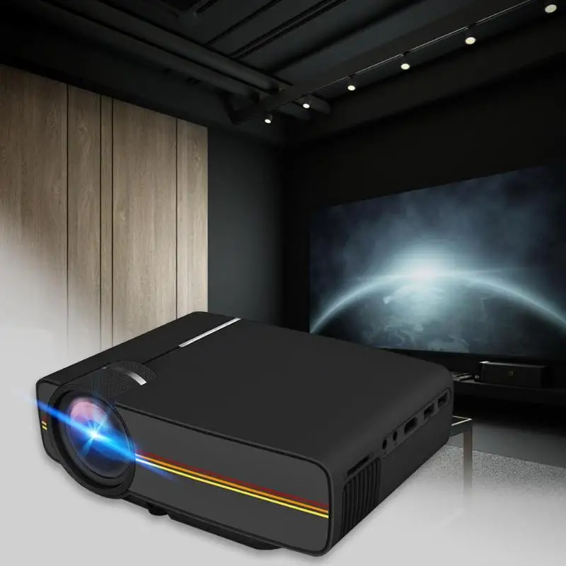 

YG410 Mini Micro Portable Projector Home mobile phone straight with screen 1080P 1000Lumen Sync Wired Display Theater US Plug