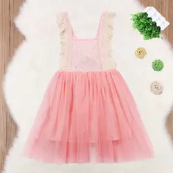 Розовое платье для маленьких девочек кружевное платье принцессы вечерние фатиновые платья-пачки детская одежда мода для девочек