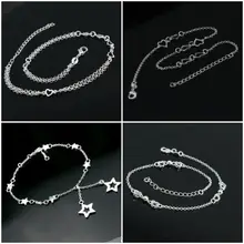925 серебряные женские браслеты на ногу, цепочка на ногу, сердце, звезда, массивный подарок, браслет на лодыжку, цепочка с кристаллами, ювелирное изделие, подарок