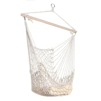 

Cotton Rope Hammock Net Swing Hanging Chairs Swing Chair Seat Garden Hammock Travel Camping Kids Adults Indoor Outdoor Cradles