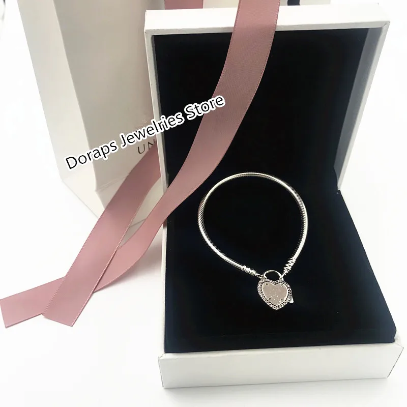 

2019 NEW Charm logo Engraving clasp bangle pandoras bracelets hearts chain for women jewelry making gifts,1pz