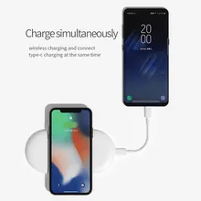 WIWU, 2 в 1, беспроводное зарядное устройство для iPhone X, Xs, MAX, XR, 8 plus и 5000 мАч, внешний аккумулятор, быстрая зарядка, внешний аккумулятор