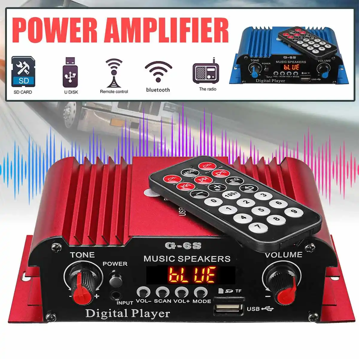 

2019 New 30W Mini Stereo Power Amplifier 2 Channel Digital Car Audio Amplifier Home Theater Amplifiers FM Radio W/Remote Control