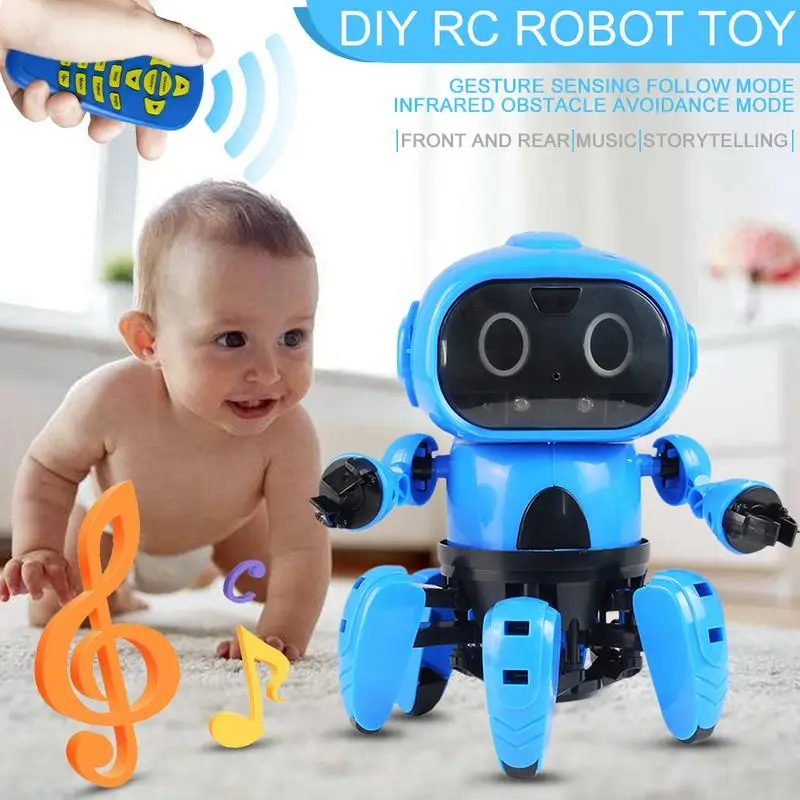 

Intelligent RC Robot Toy DIY Assembled Gesture Sing Dancing Remote Control Hexapod Robot Puzzle Early Education Toy For Baby Kid