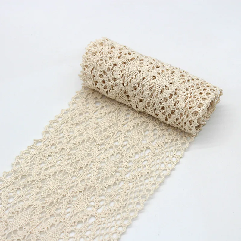 Beige Color 5 Yards/lot 10.5 Cm Wide Hollow Floral Lace Beautiful Cotton Lace for Handmade Craft Bedding Curtains Apparels Decor