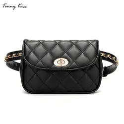 Tonny Kizz women waist bag female belt shoulder bag ladies chest bags leather fanny waist pack top quality diamond lattice