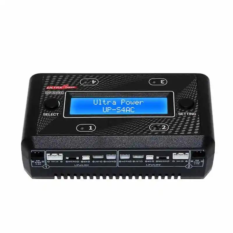

New 2019 Upgrade UP-S4AC 4x7W 1A AC/DC 1S-2S LiPO/LiHV 2S-6S NiMH/NiCd Battery Charger W/ SM XH Micro MX JST mCPX Charger