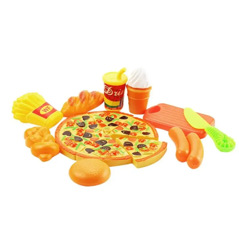 15pcs Kids Kitchen Toys Pizza Fast Food Slices Cutting Pretend Play Toy