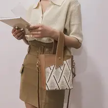 Винтажные тканые соломенные сумки через плечо для женщин из искусственной кожи для путешествий Новые портативные сумки для девушек летние пляжные сумки-мессенджеры