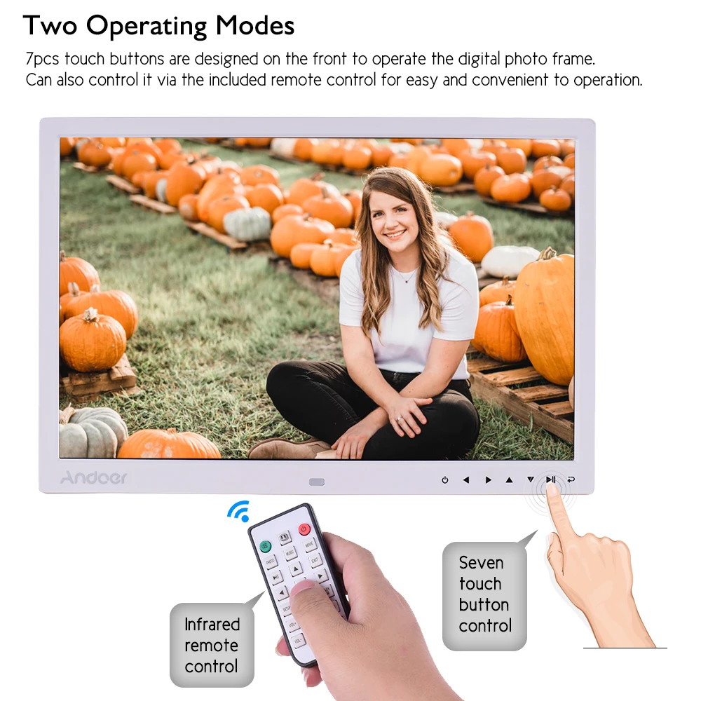 Andoer Модернизированный 17 дюймовая цифровая фоторамка электронное изображение фотоальбом 1080 P 1440*900 высокого Разрешение с пультом дистанционного управления Управление