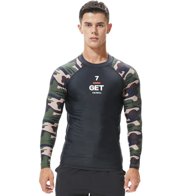 الأشعة فوق البنفسجية حماية Rashguard الرجال طويلة الأكمام ملابس السباحة رجل السباحة تصفح قميص طفح الحرس تصفح الغوص T قميص سريعة الجافة رياضة قميص...
