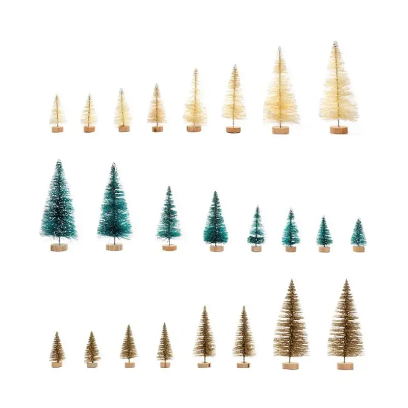 24 шт. миниатюрная матовая сизальная настольная сосна Рождественская елка настольная елка с деревянной основой для шоу поделки для окна дисплеи