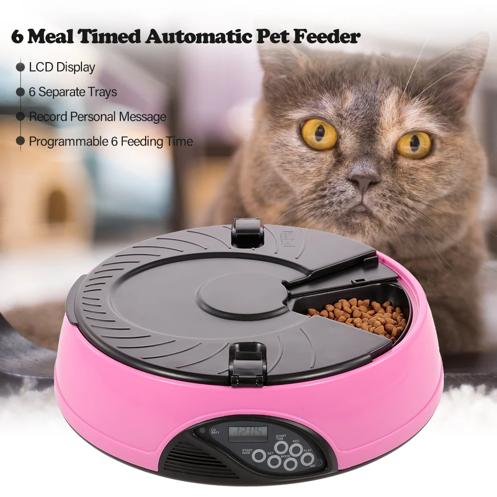 

Automatic Pet Feeder for Cat Dog Timer Dog Food Dispenser Water Food Bowl 6 Meal Voice Recorder Pet Supplies
