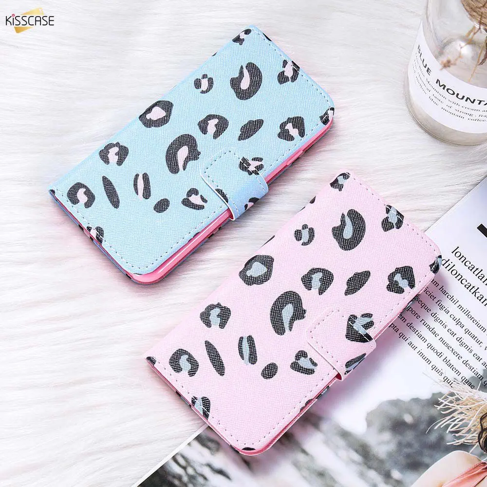 KISSCASE ليوبارد منقوشة حقيبة لهاتف سامسونج S10 زائد S8 S9 S7 حافة A7 A8 A6 A9 2018 A3 A5 2017 Note8 9 محفظة طي جلدية غطاء