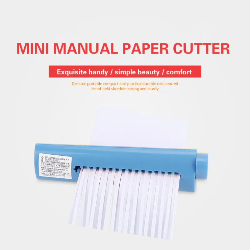 

Mini manual shredder office home paper shredder matte blue