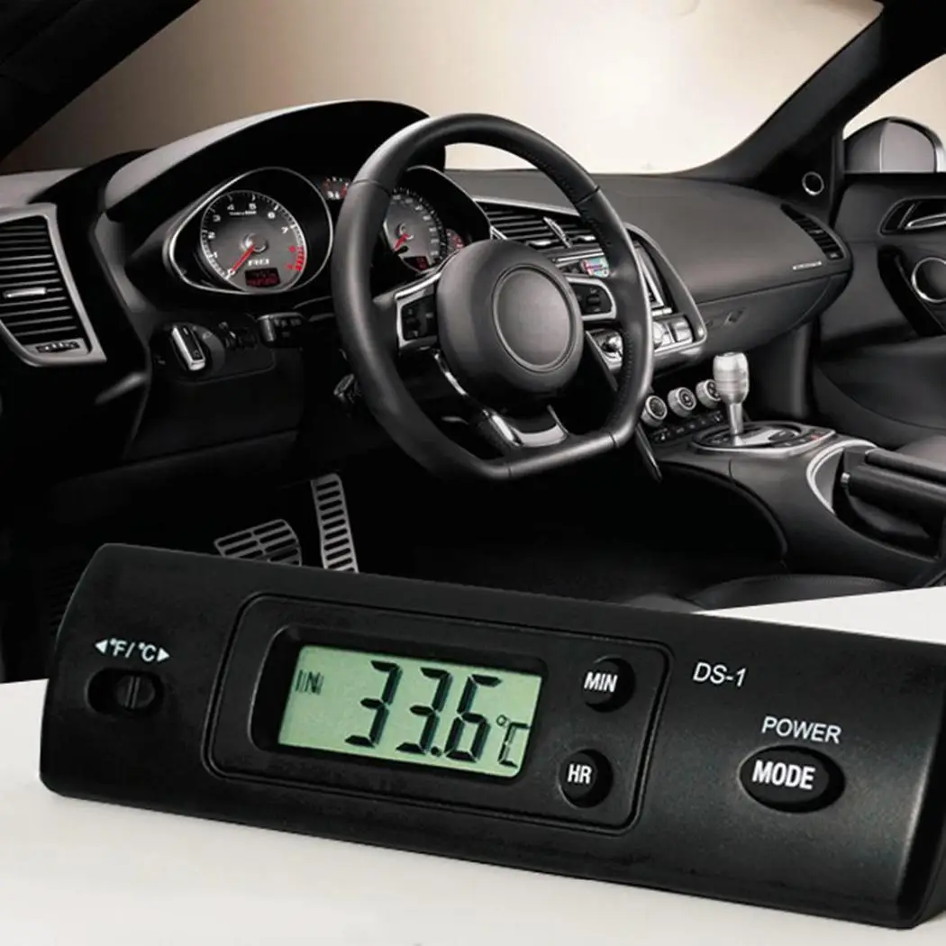 Автомобильный цифровой термометр с 2 зондами в/Out Температура Датчик метр по Фаренгейту, по Цельсию термограф часы авто аксессуары