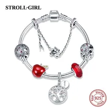 Роскошная Серебряная цепочка в виде змеи, 925 пробы, с милыми бусинами, браслет, модный, сделай сам, ювелирное изделие для женщин, подарок