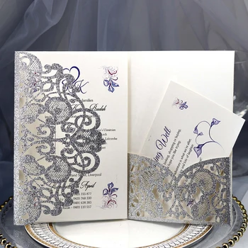 

10Pcs/set Laser Cut Invitations Cards Kits for Wedding Bridal Engagement Shower Birthday Decoration Party Decor 3 Colors