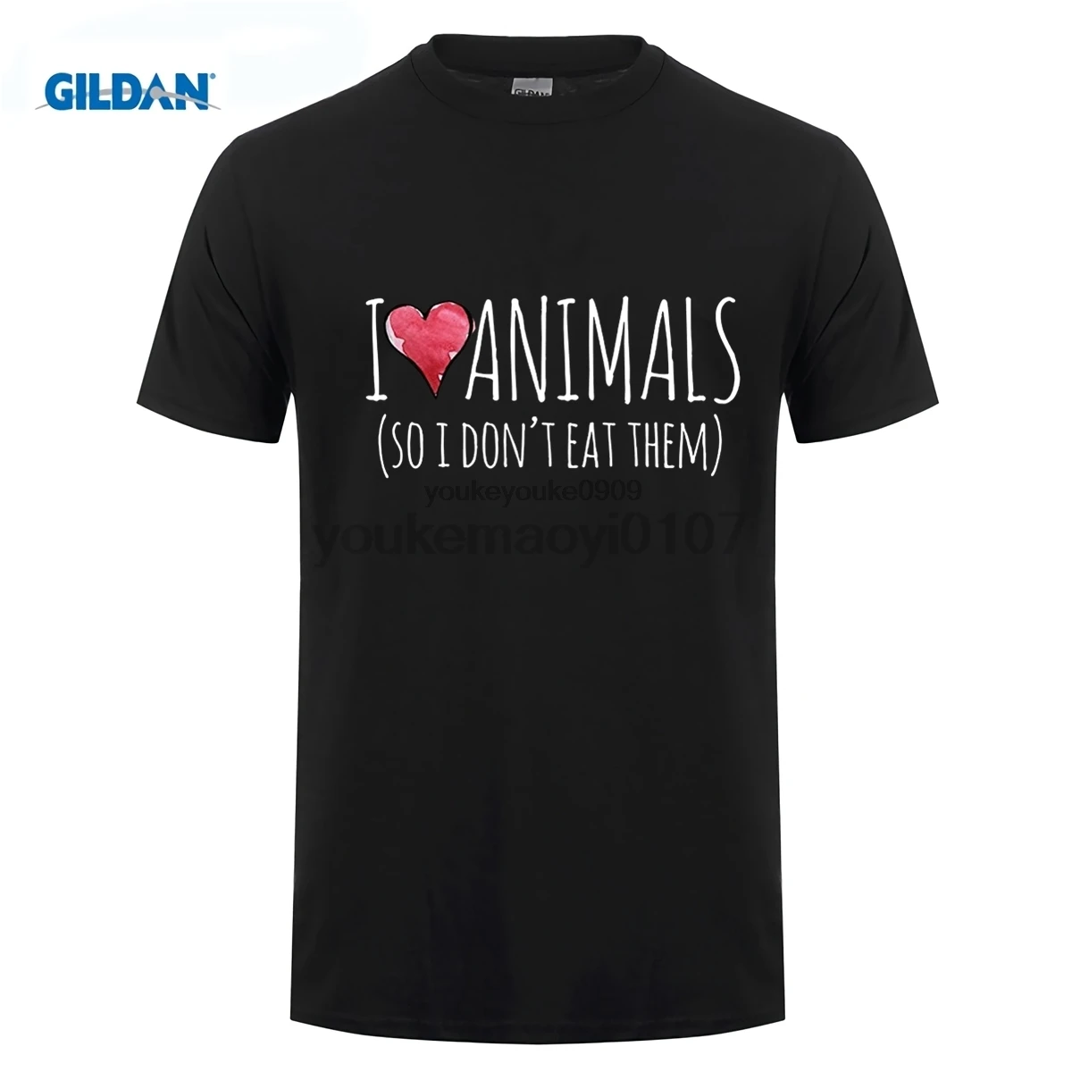 

GILDAN I Love Animals So I Don't Eat Them Shirt Vegan T-Shirt Natural Cotton Print T Shirt Plus Size men Cotton Casual Shirt