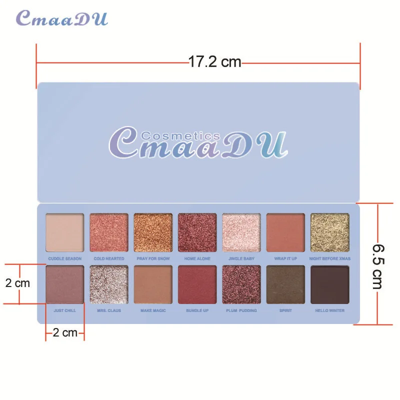 CmaaDu, 14 цветов, Обнаженная блестящая палитра теней для век, макияж, блестящий пигмент, дымчатые тени для век, Палетка, водостойкая косметика