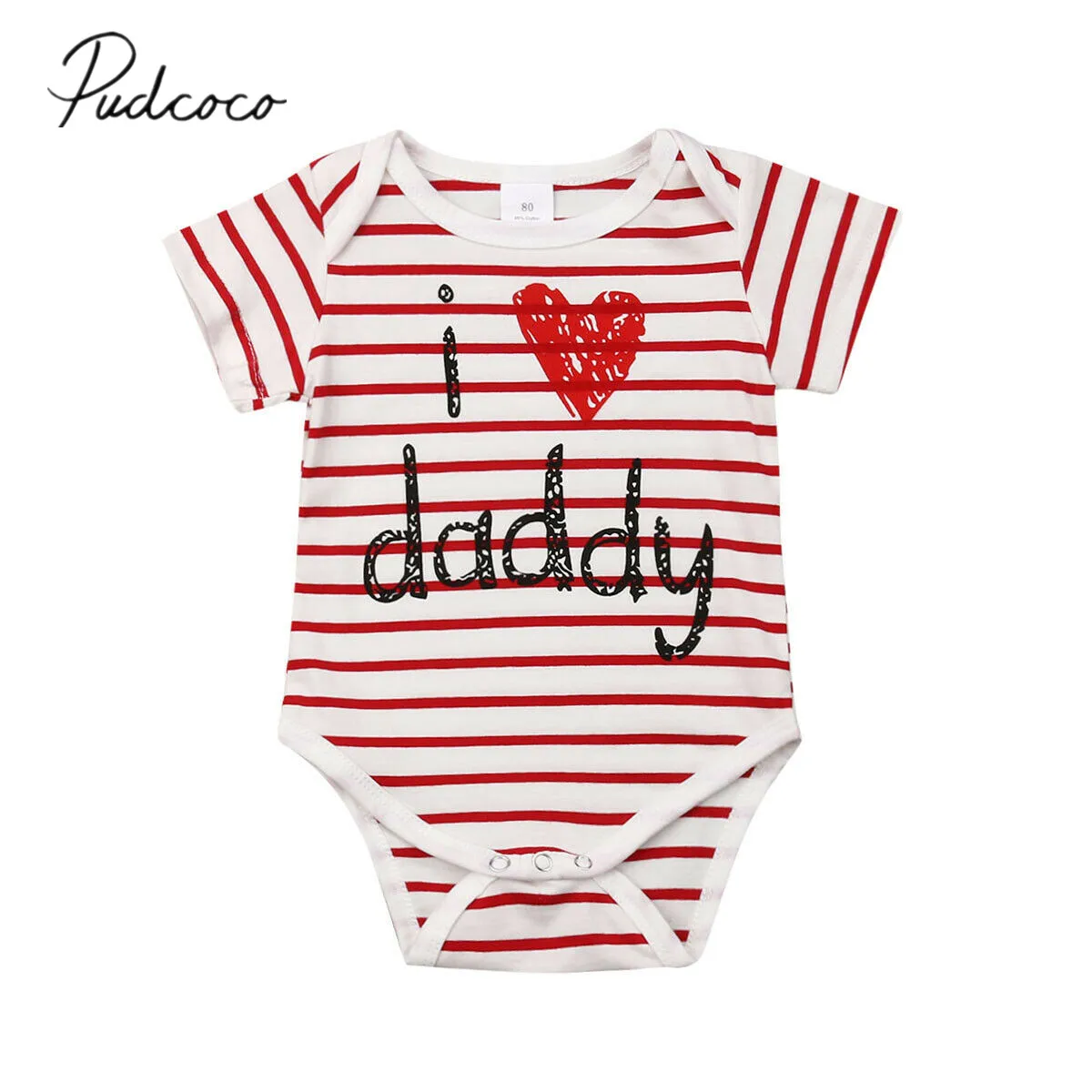Детская летняя одежда хлопковый полосатый комбинезон для новорожденных мальчиков и девочек, комбинезон с надписью «I Love Daddy», пижамная одежда