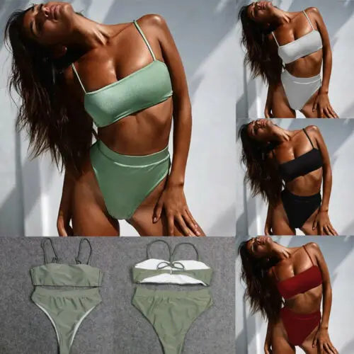 

Women Summer Swimwear Two Piece Swimming Bikini Set Sexy Ladies Push-up Padded Bra Solid Color Bathing Suit Swimsuit Beachwear