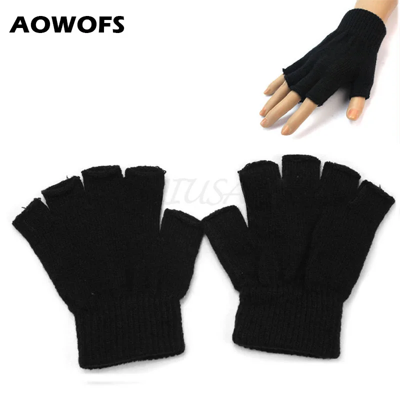 

Hot Women Men's fingerless gloves male without fingers winter gloves handschoenen winter hand warmer knitted balck gloves ladies