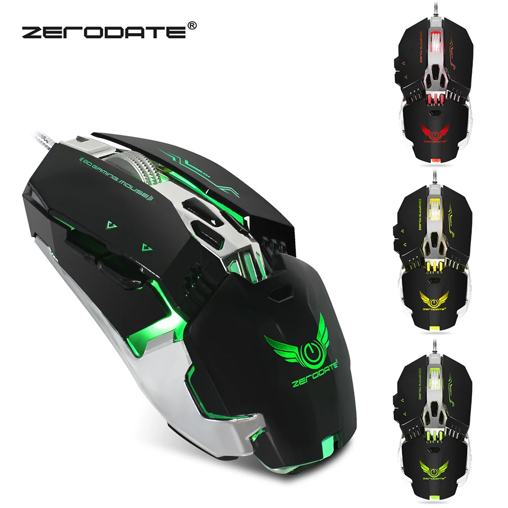 ZERODATE X800 Проводная игровая клавиатура Мышь с светодиодный свет 3200 Точек на дюйм
