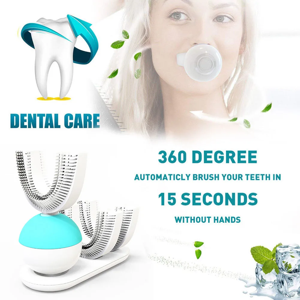 

U Shape Electric Toothbrush 360 Degrees Rechargeable Ultrasonic Amabrush Wireless Hands-free Automatic