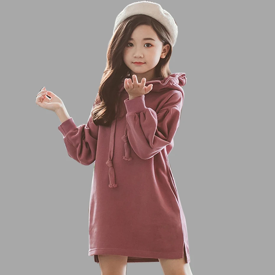 

Dress For Girls Autumn Girls Shirt Dress Hooded Thick Warm Outerwear Children Autumn Winter Teen Clothing For Girls 5-14 Years
