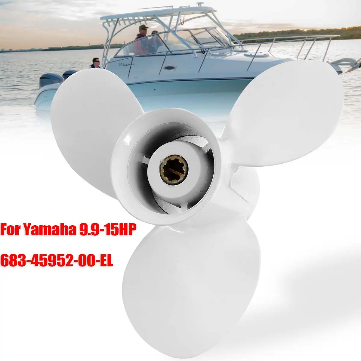 683-45952-00-EL 9 1/4x9 3/4 лодочный подвесной Пропеллер для Yamaha 9,9-15HP алюминиевый сплав 3 Лопасти 8 шлицевых зубьев белый