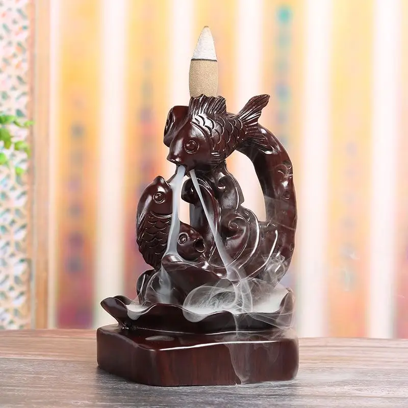 

Carp Backflow Incense Burner Smoke Waterfall Incense Burner Holder Sandalwood Aromatherapy Furnace Use In Home Office Teahouse