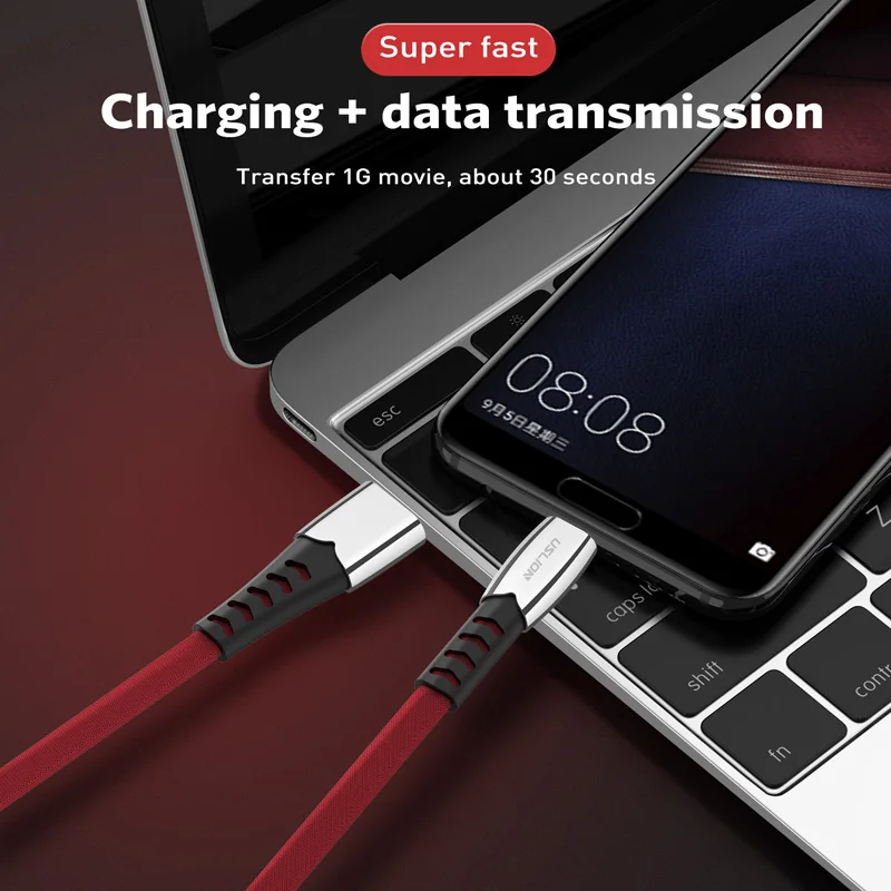 USLION кабель usb type-C для samsung Galaxy S10 S9 Plus USB-C кабель для быстрой зарядки мобильного телефона type-C для xiaomi huawei