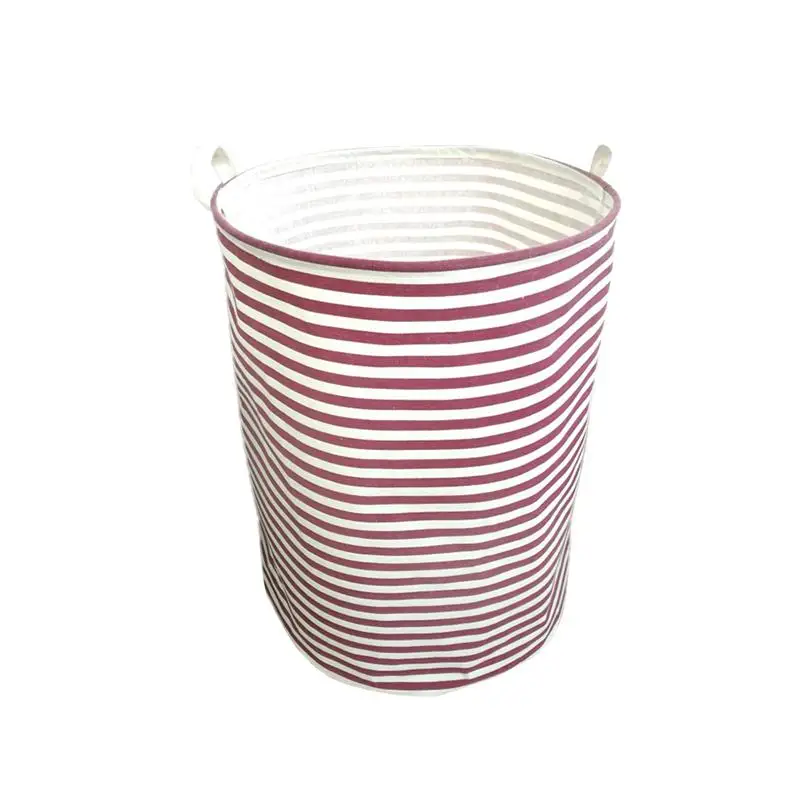 القطن و الكتان سلة التخزين جولة طوي صندوق تخزين ملابس برميل للماء الغسيل دلو-40x50 سنتيمتر (شريط أحمر)