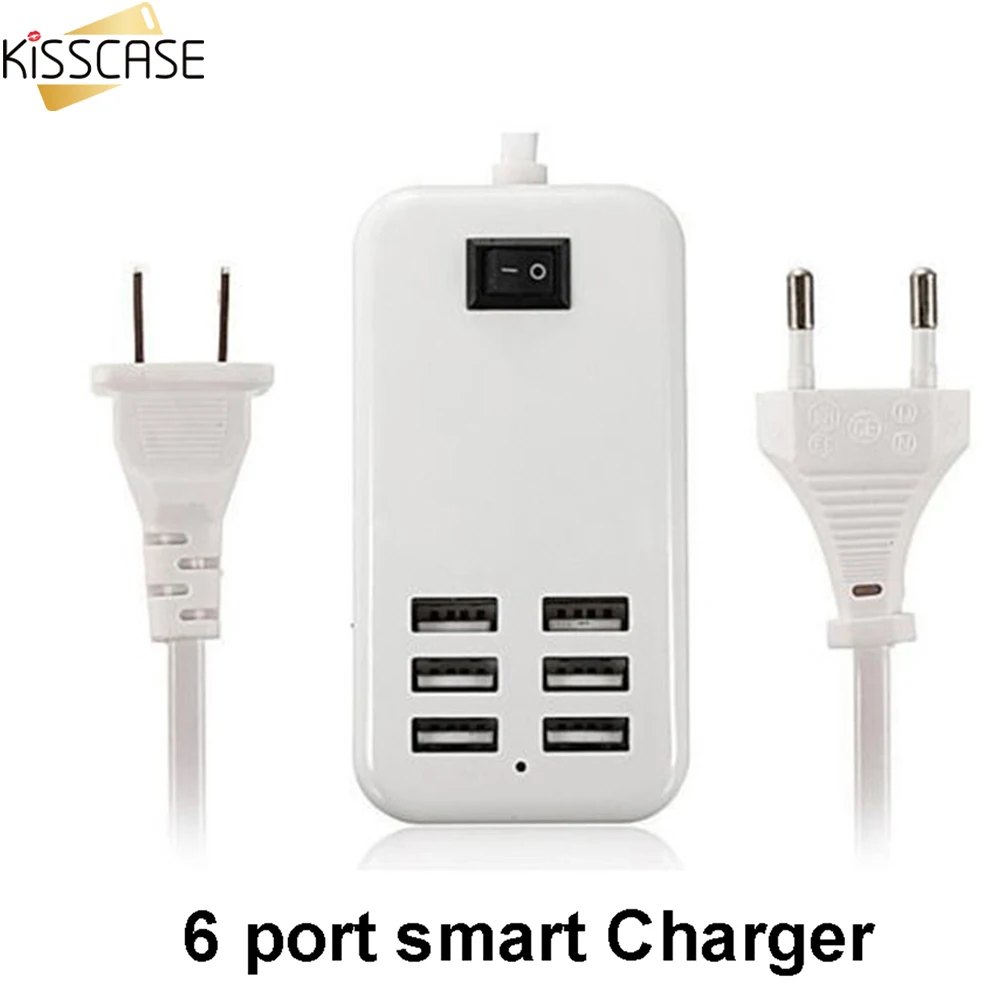 KISSCASE Универсальное зарядное устройство для мобильного телефона с 6 портами USB iphone