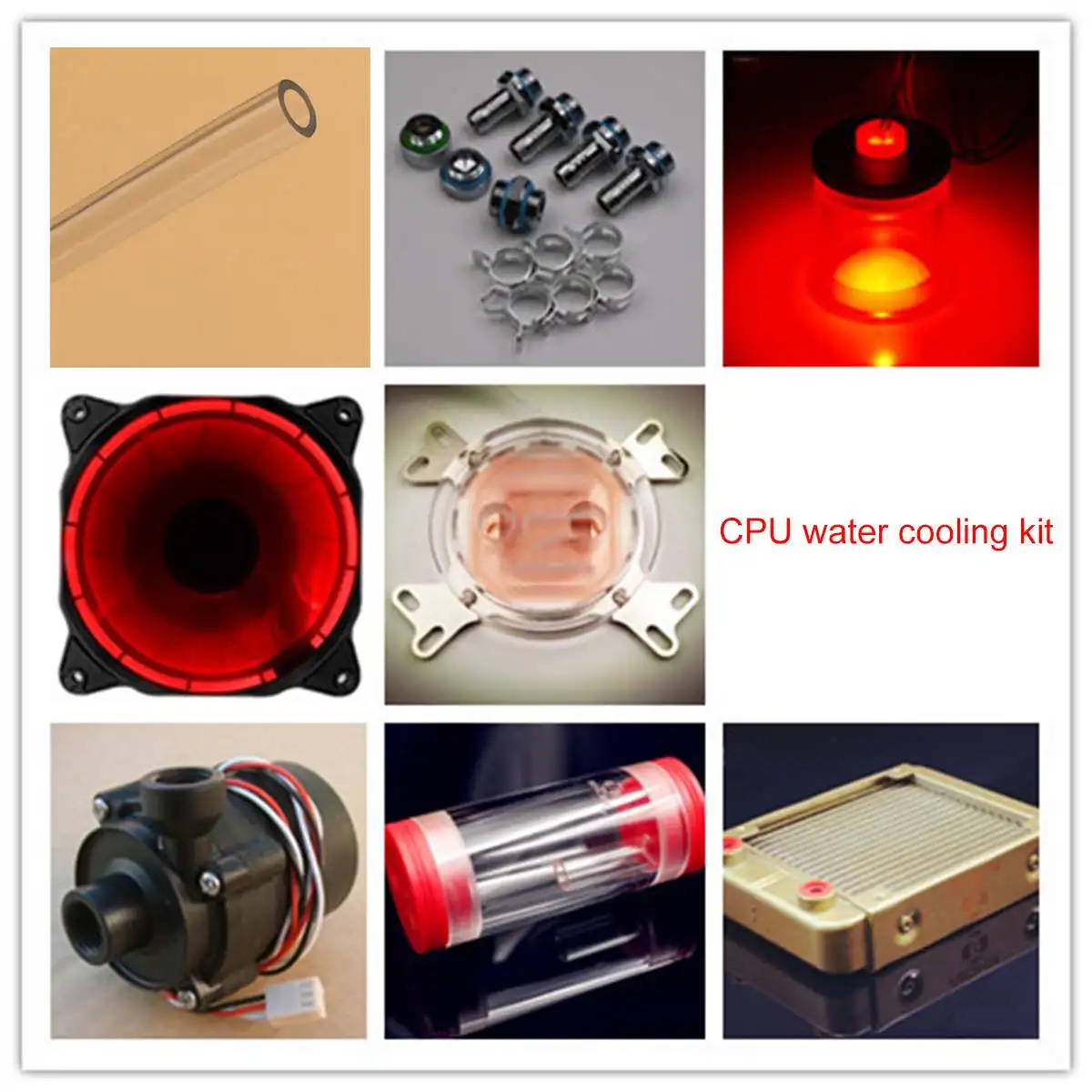 

Computer CPU Water Cooling Kit 240mm Aluminum Radiator Heat Sink Hose Water-Cooling Fan Tools Set Computer Accessories