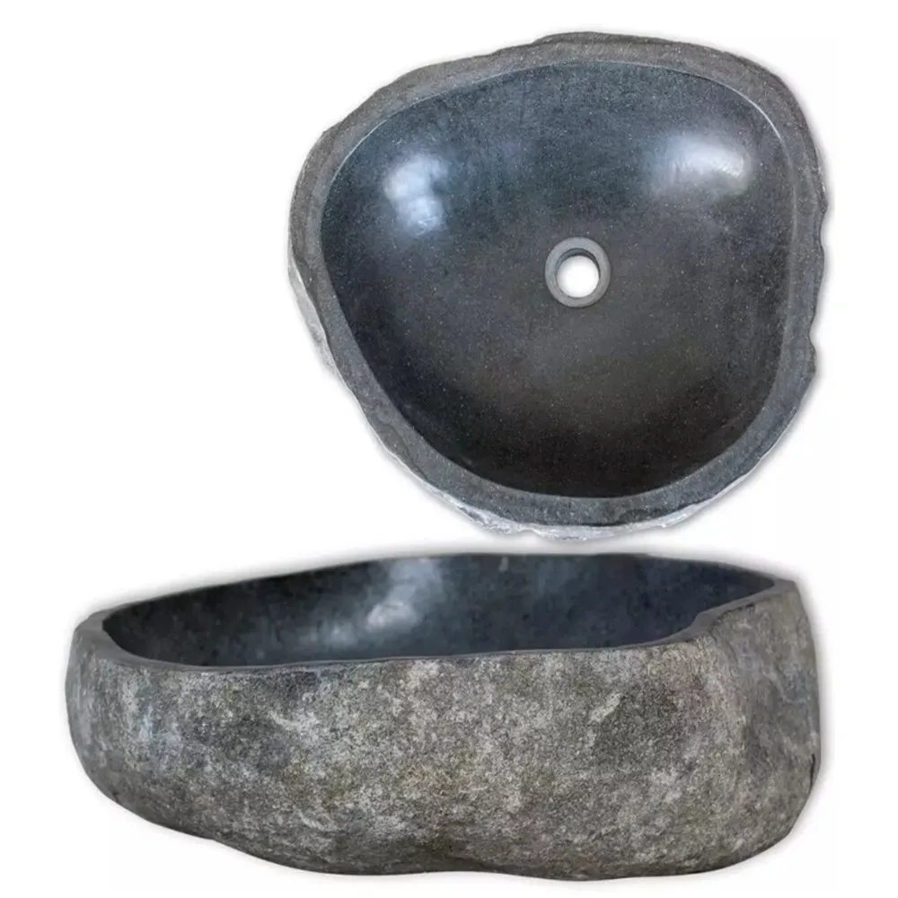 

VidaXL Basin River Stone Oval 30-35 Cm Natural Oval-Shaped Bathroom Washroom Wash Basin Easy Cleaning Bathroom Decoration 242666