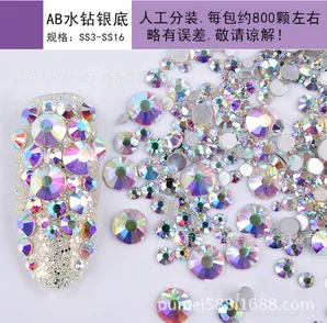 

100packs Mixed Size 3D Nail Beads Silver Glass Nail Art Rhinestones Glitter Diamond Crystal DIY Manicure Tools