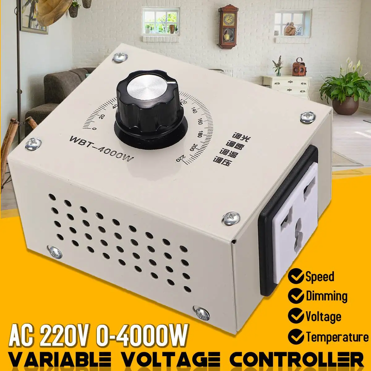 

Adjustable Voltage AC 220V 4000W Speed Temperature Dimmer Controller For Thermostat Light Fan Motor Dimmer Brightness Fan Speed
