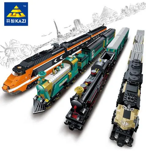 Model building kits compatible with city trains rail KTX 3D blocks Educational model toys hobbies for children | Игрушки и хобби