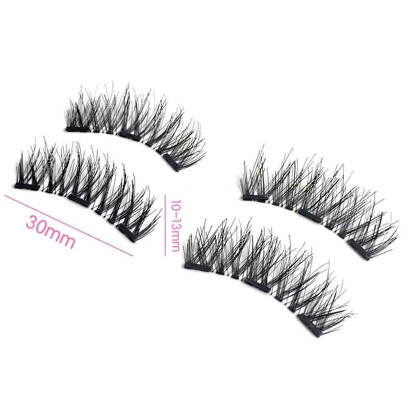 8pcs/2pair 2 Magnetic Eyelashes 3D Handmade False Eyelash Mink Reusable Magnets Triple Natural Soft Hair | Красота и здоровье