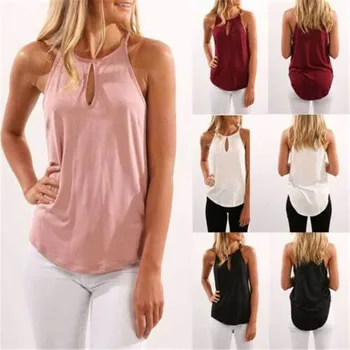 

2019 New Fashion Hot Sexy Ladies Women Summer Blouse Top Sleeveless Shirt Casual O Neck Shirt