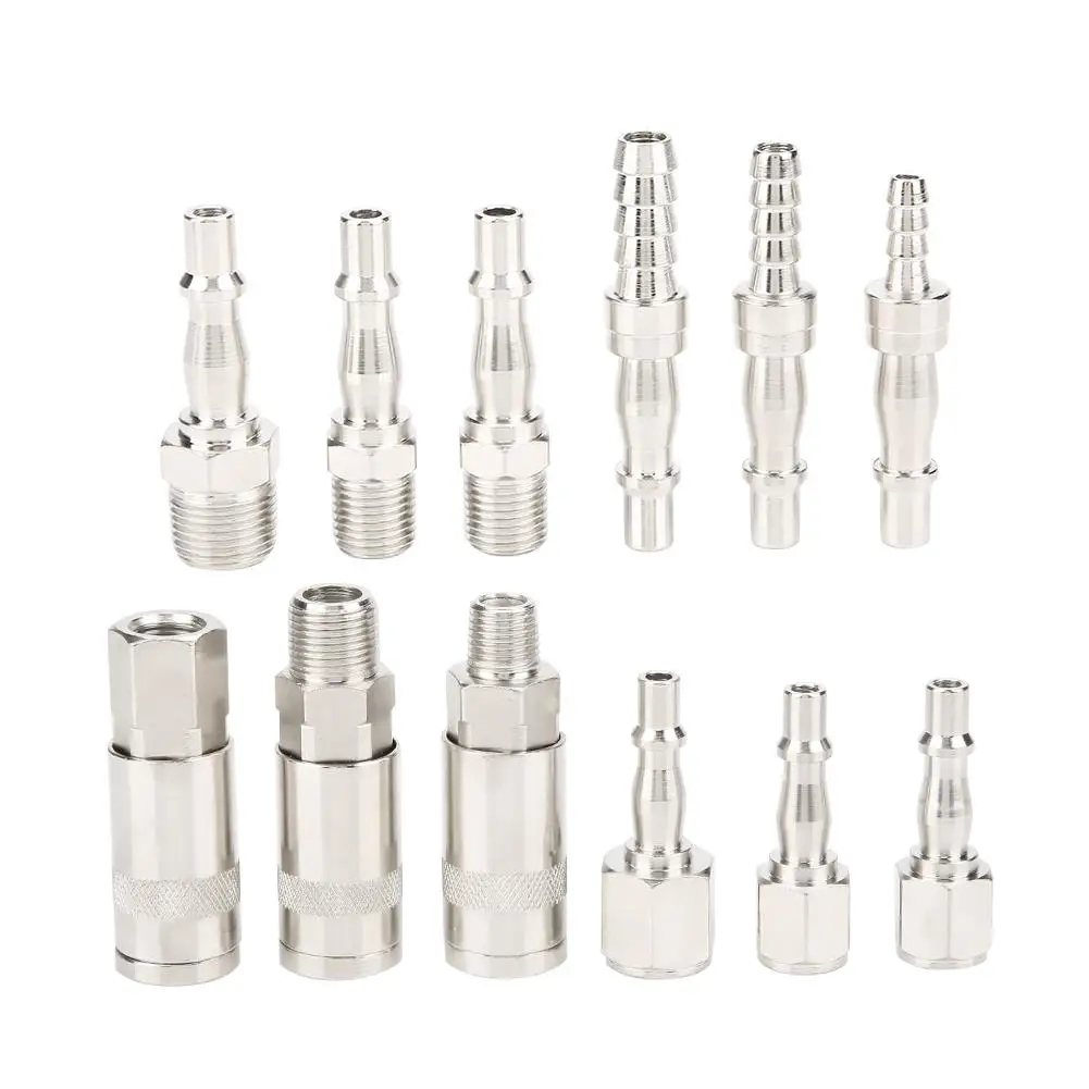 

12Pcs Thread Connectors English-style Air Line Hose Compressor Quick Release Fittings Connector 2019 new style