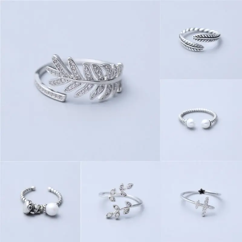 

Women Retro Crystal Ring Open Ring Silver Adjustment Elegant Refined Crystal Clear Modern Circle Knuckle Jewelry