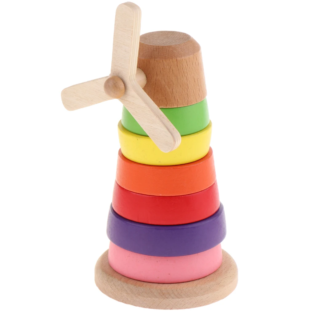 

Wooden Rainbow Ring Stacker Toy Stacking Ring Tower Games Early Educational Development Toys for Babies and Toddlers