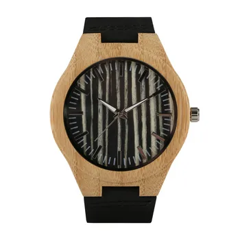 

Man's Black Wood Watch Timekeeper Leather Strap Quartz Watch Movement Analog Casual Vintage Wood Watches for Teenager