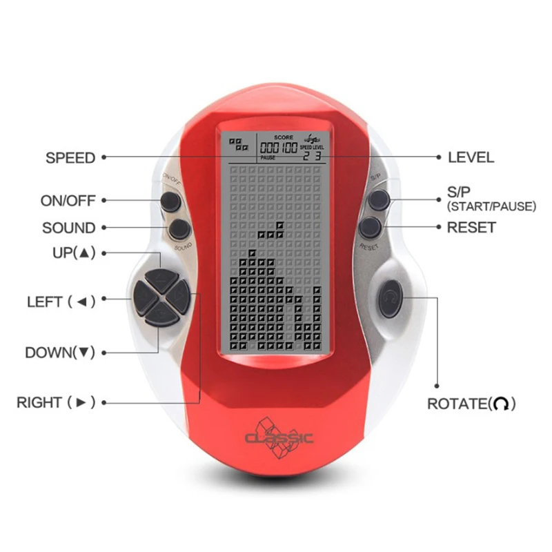 Ретро Классический тетрис портативные игровые плееры детские электронные игры игрушки светодиодная игровая консоль с большим экраном