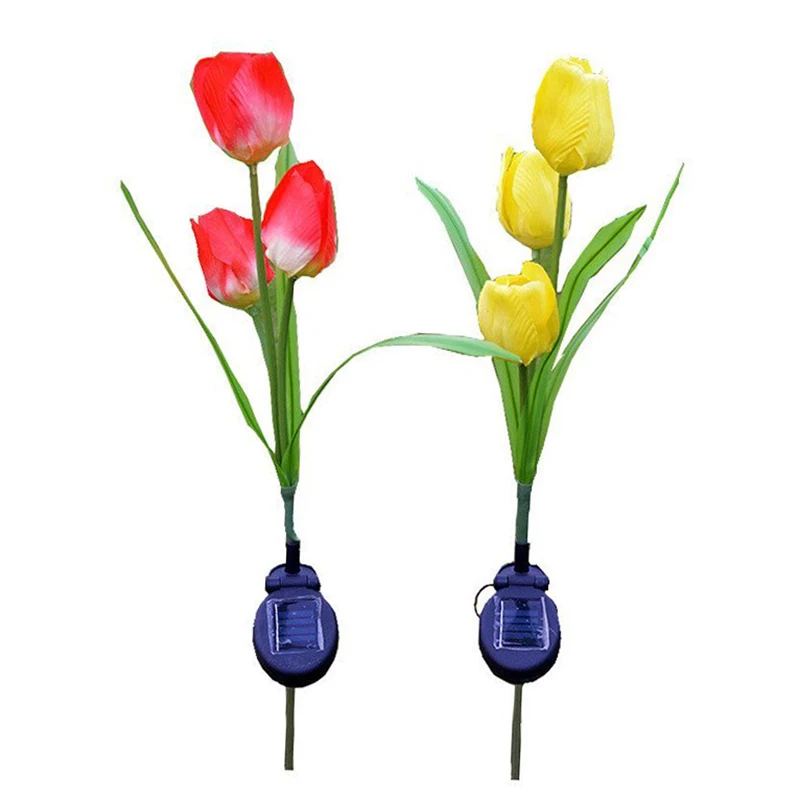 3 Кепки Солнечный цветы светодио дный фонари декоративные открытый газон земли кепки e лампы (тюльпан (случайный цвет)