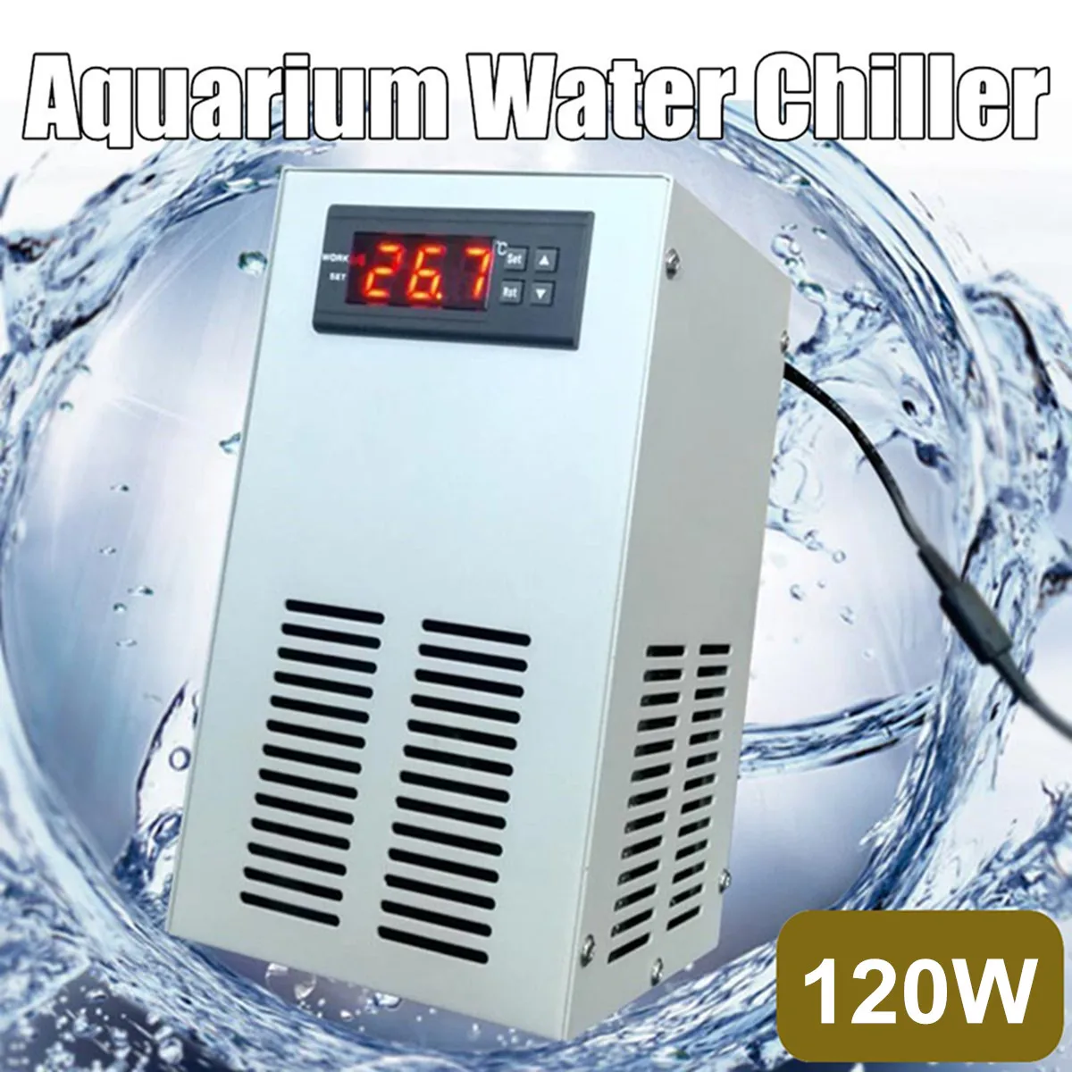 

Aquarium LCD Display Water Chiller Pond Cooling Device Fish Tank Constant Temperature Cooling Equipment White 30L 120W