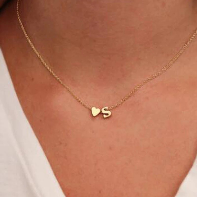 

Trendy Gold Color Chain Necklace For Women With Letter Pendant Simple Choker Necklace Fashion Jewelry JN0190